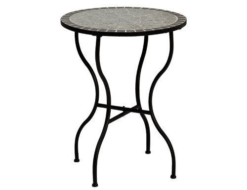 Siena Garden 524582 Tisch Flores, Gestell schwarz, Tischplatte in Mosaik-Optik, &Oslash; 60 x H 71 cm