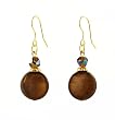 Earrings - E324 - Shell and Fire Polished Glass ~ Disk (5/8")