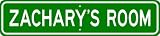 ZACHARY ROOM SIGN - Personalized Gift Boy or Girl, Aluminum