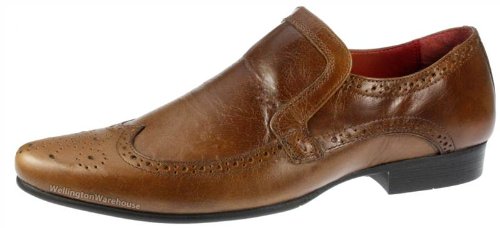 Mens Red Tape Malago Black, Brown and Tan Leather Brogue Round toe Shoes UK 7-12