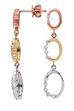14K Tri Color Gold Diamond Dangle Earrings