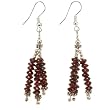 Handmade Garnet Earrings With Silver Accent Beads