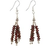 Handmade Garnet Earrings With Silver Accent Beads