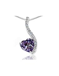 Tommaso Design (tm) Heart Shape 6mm Simulated Alexandrite and Diamond Pendant