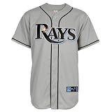 MLB Tampa Bay Rays Adult Short Sleeve 6 Button Synthetic Replica Jersey (Road Gray, Medium)