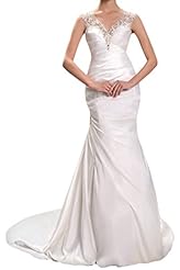 V-neck Beaded Lace Natural   Waistline Sheath Satin Evening Dress 