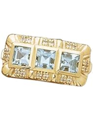 Ann Harrington Jewelry 14k Yellow Gold 4.5x4.5 mm Princess Or Square Cut 3 Stone Bezel Ring Setting