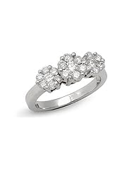 1.50 CT 3 Stone Diamond Cluster Ring in 14K White Gold In Size 7