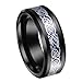 8mm Tugsten Rings for Men,Silver Celtic Dragon Black Ring Band with Blue Imitated Carbon Fiber Inlay,Promise Rings for Couples,Size 6.5
