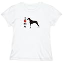 T-Shirt Woman White " I Love My Doberman Pinschers Silhouette " Dog