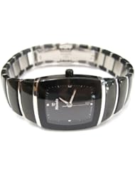 NIVADA SWISS WATCH SQUARE BLACK CERAMIC STAINLESS STEEL HIGH QUALITY STUD DIAL