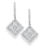 18K Diamond Matte Scattered Hearts with Pave Frame And Heart Earrings