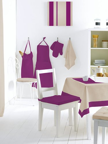 NAPPE ANTI-TACHES CARREE 140x140 cm ALIX FICELLE PRUNE