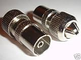 Pack of 10 Female TV Aerial Coax Sockets by electrosmart® - Nickel Plated with Solder Free Clamping Screw
