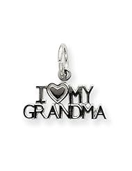 14K White Gold I Love My Grandma Charm Pendant