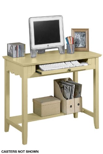 F Cntry Computer Desk W/caster 36"w Antique Cream