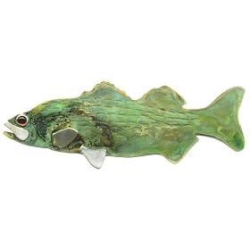 Patina Garnet Striped Bass Fish Brooch, MADE IN AMERICA by Women Want Jewelry