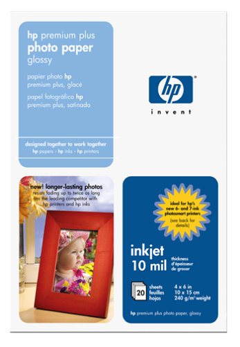 HP Premium Plus Photo Paper, Glossy (Q1977A, 4x6, 20 Sheets)