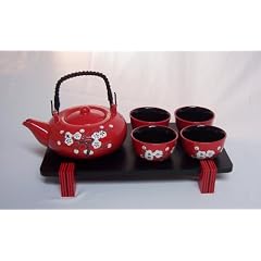 Asiatisches Teeset 110 Teeservice aus Keramik, Teekanne mit Tassen