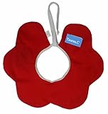 防水 よだれかけ コットンビブ 食事　360° 回転 エプロン お洒落 Flower 赤