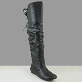 LETA Women Thigh High Tall Dress Boots Black