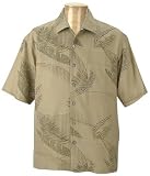 Floral silk camp shirt in Moccachino, Size XL