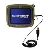 Coiled Power Hot Sync and Charge USB Data Cable w/ Tip Exchange for the Magellan Crossover GPS 2500T - Gomadic Brand