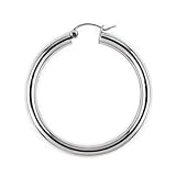 925 Sterling Silver Rhodium Plated Hoop Earrings