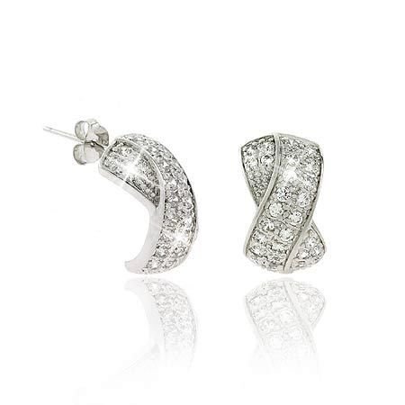 wedding bridesmaid, Bridesmaid Jewelry, Elegant Sterling Silver Simulated Diamond cz X Earrings Bridal Wedding Bridesmaids Gift