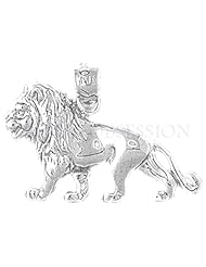 14K White Gold Lion 3-D Pendant