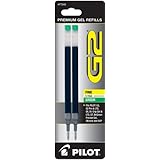 Pilot G2 Gel Ink Refill, 2-Pack for Rolling Ball Pens, Fine Point, Green Ink (77243)