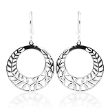 Sterling Silver Bali Inspired Filigree Open Circle Drop Earrings
