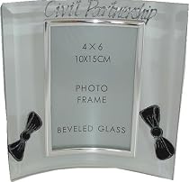 Civil Partnership Gift Two Bows Portrait Photo Frame