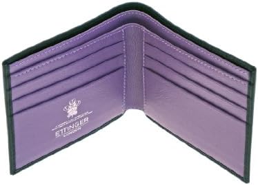 Ettinger Leather Billfold Wallet - Black with Purple interior