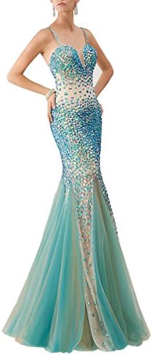 Roseshine Women's Strap Diamond Sexy Prom Dresses Crystal Prom Dresses 8 Green