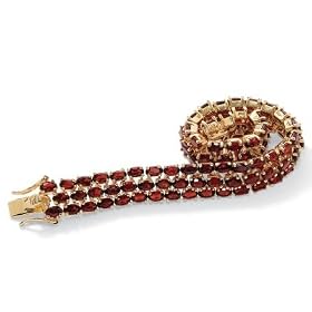 Garnet 14k Gold over Sterling Silver Bracelet 7-1 4 by Palm Beach Jewelry