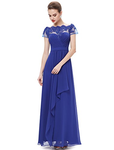 Ever Pretty　レディース　ボートネック　半袖　レース切替　パーティー　結婚式　演奏会　ロングドレス　ワンピース　大きいサイズ08490