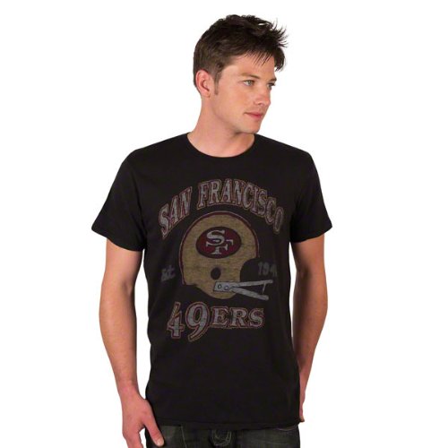 NFL Men's San Francisco 49ers Heather Vintage Short Sleeve Crew (Black Wash, Medium)