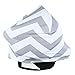 Baby Car Seat Cover and Canopy and Nursing Cover Stretchy Baby Shower Gift (Grey, White Chevron)