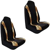 Tan Beige Leopard Animal Print Stripped Design Car Truck SUV Universal-Fit Seat Covers - PAIR