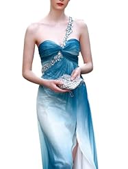 Cocktail Full Length Silk Beaded One Shoulder Homecoming Dress/Pageant Dress/Prom Dress/Party Dress/Wedding Dress 