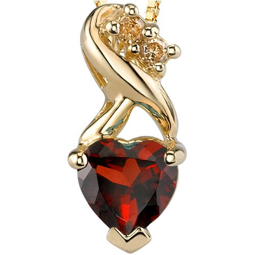Oro amarillo de moda y vibrante del colgante 14Kt del diamante del granate de la forma del corazón Oro amarillo de moda y vibrante del colgante 14Kt del diamante del granate de la forma del corazón