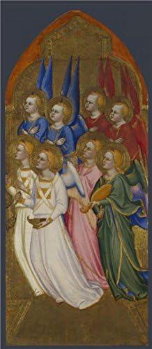 'Jacopo di Cione and workshop-Seraphim, Cherubim and Adoring Angels 2,1370-1' oil painting, 20x46 inch / 51x116 cm ,printed on Cotton Canvas ,this High quality Art Decorative Canvas Prints is perfectly suitalbe for Kitchen decor and Home gallery art and Gifts