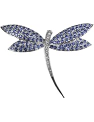 Studio 925 Bermuda Blue Sapphire CZ Dragonfly Sterling Silver Pin