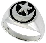 Sterling Silver Crescent Moon & Star Ring (Available in Sizes 6 to 10) size 6