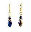 Earrings - E75 - Fire Polished Glass Rice Drop ~ Jet AB (Black Iridescent)