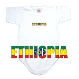 BABY BODYSUIT WHITE FLAG COLOR  ETHIOPIA  9 - 12 Months