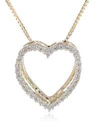 10k Yellow Gold Diamond Heart Pendant Necklace (1/10 cttw, I-J Color, I2-I3 Clarity), 18"