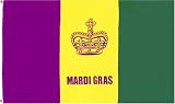 New Orleans "Mardis Gras" Flag - 3 foot by 5 foot Polyester (NEW)