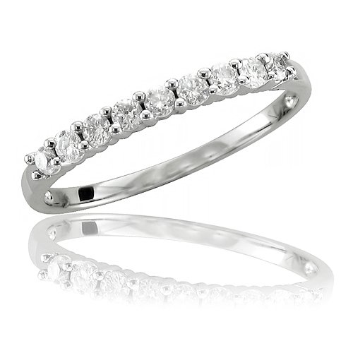 10k White Gold Wedding Anniversary Diamond Band Bridal Ring (HI, I, 0.27 carat)